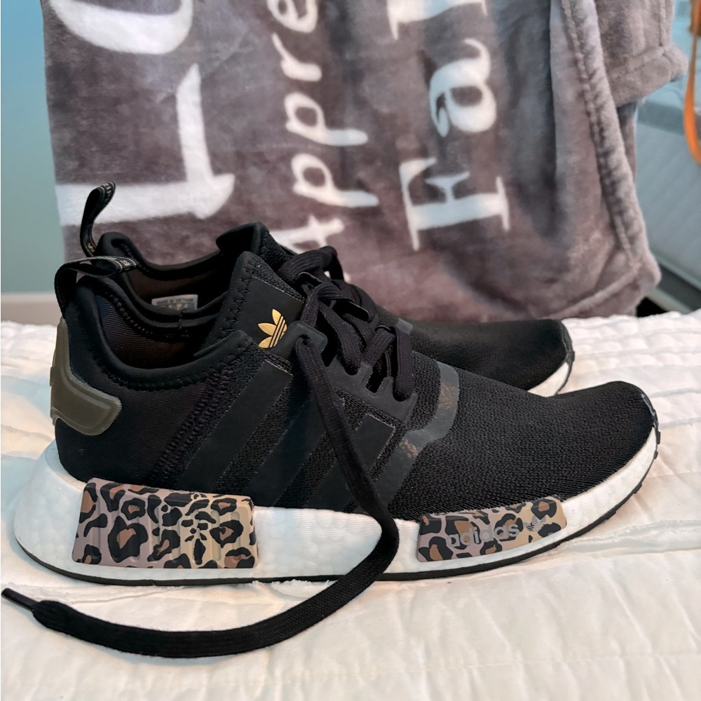 adidas Black and Leopard Print Sneakers